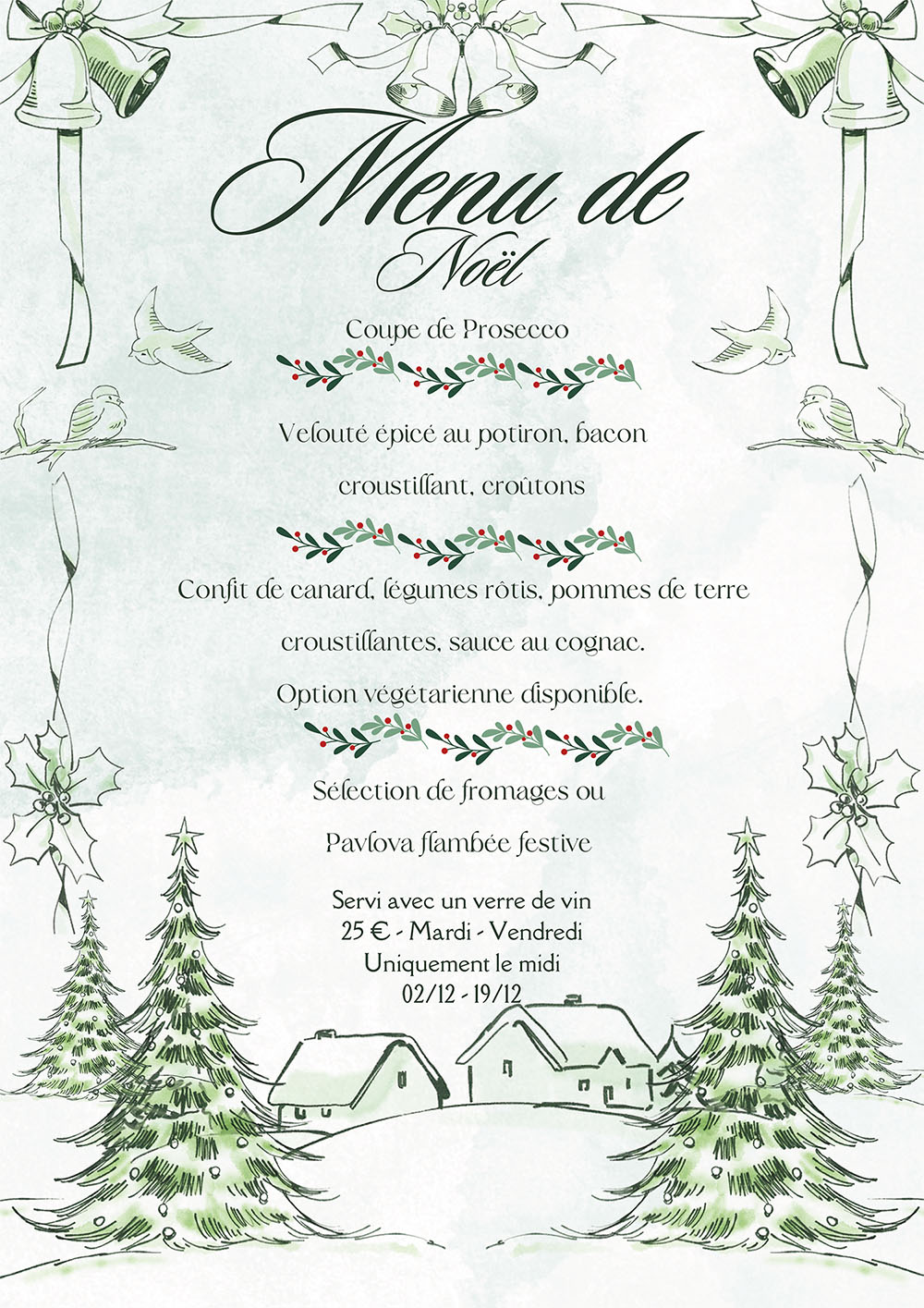 Cafe Portebleue Valentines menu