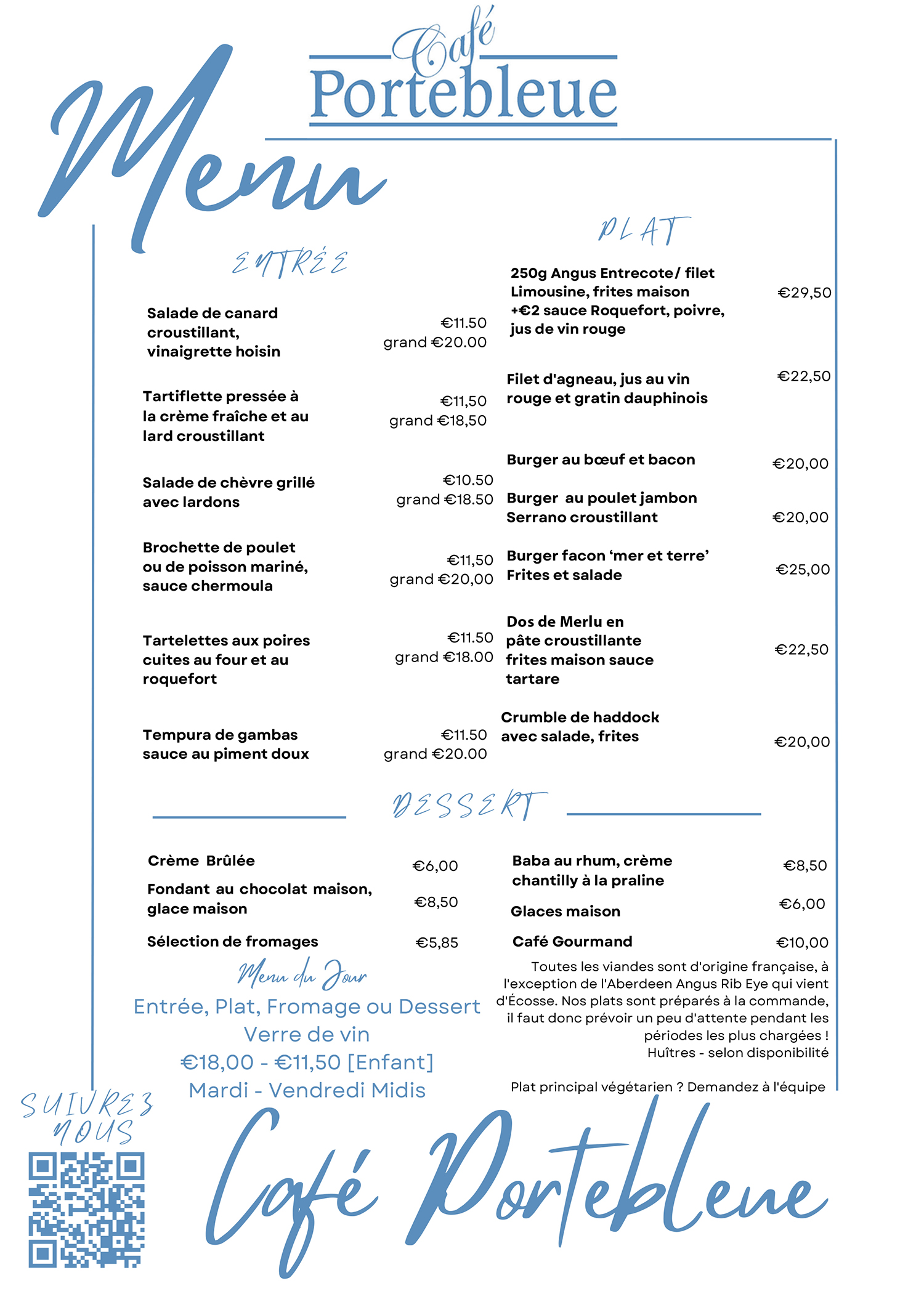 Portebleue Menu April 2026 Cafe Portebleue Valentines menu