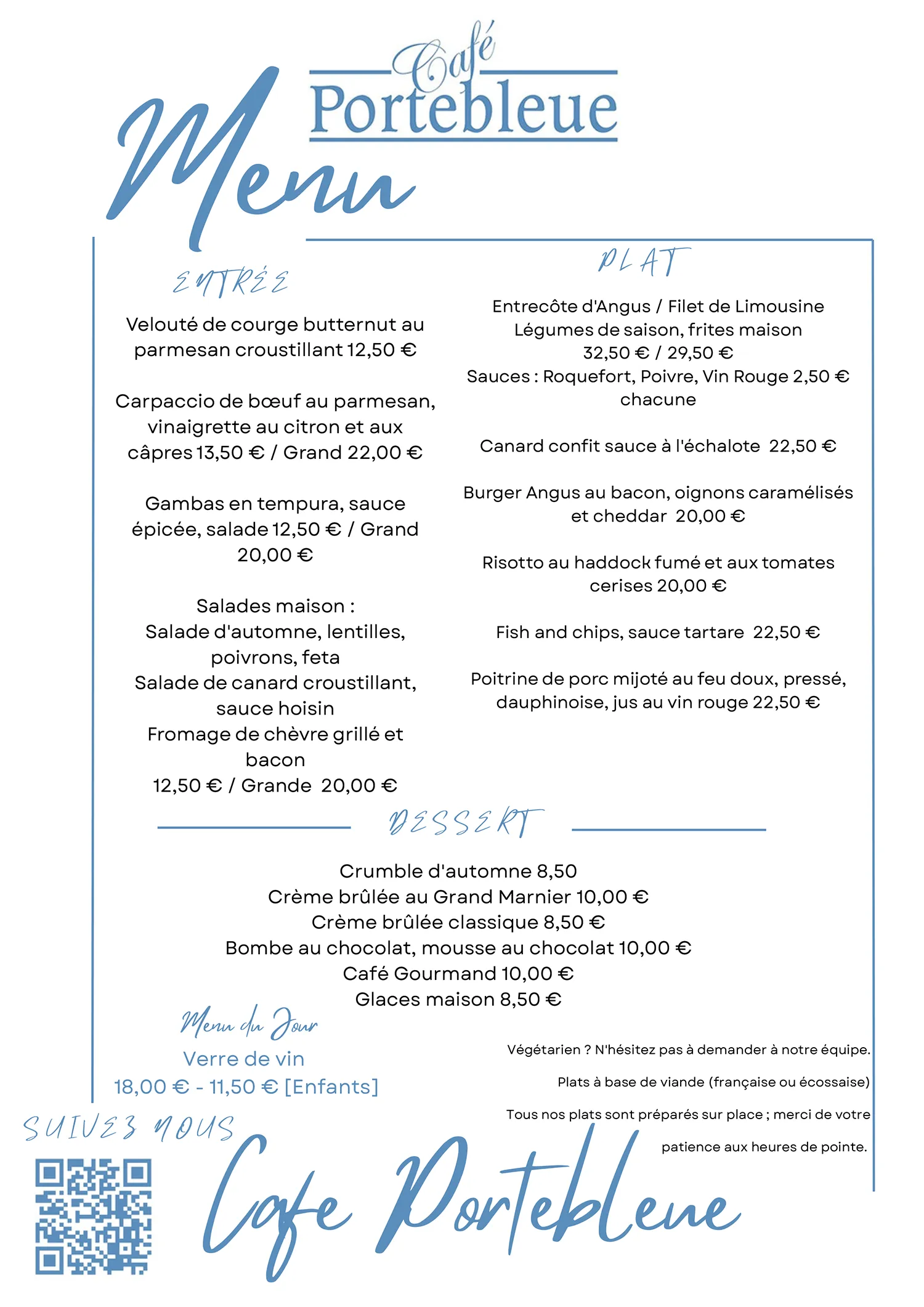 Portebleue Menu October 2026 FR